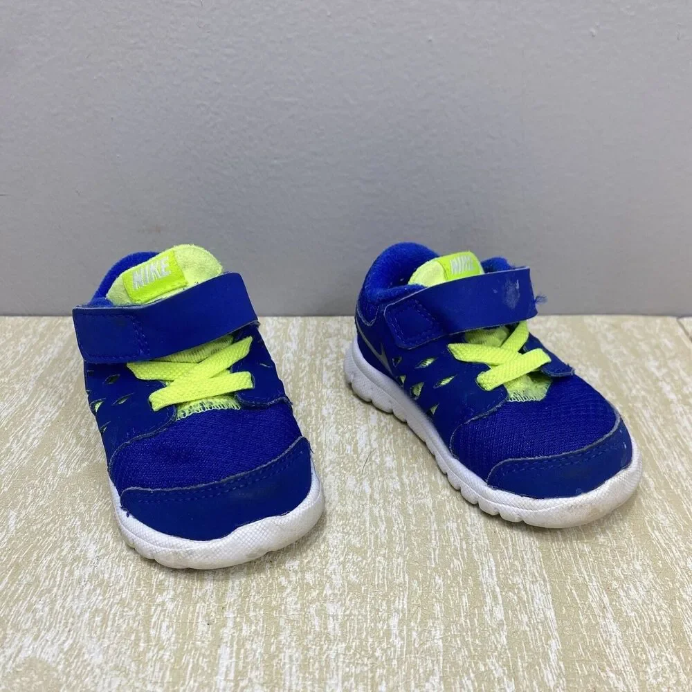 NIKE Flex 2013 Run Toddler Boys Sz 3C Athletic Shoes Royal Blue/Volt 579967-400 - Picture 3 of 10